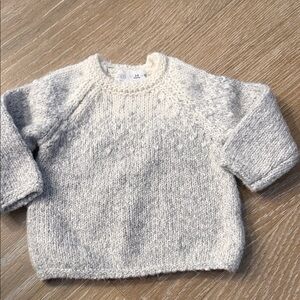 Zara Cream and Gray Knit Sweater